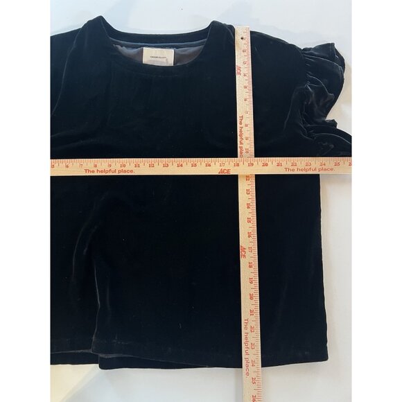Current/Elliott black velvet ruffle sleeve oversized blouse holiday California L - Picture 6 of 8